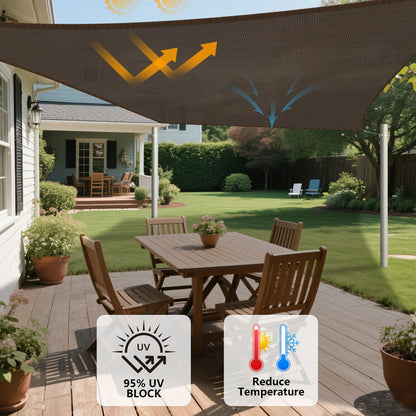 Shadespeare Heavy Duty 32'x32'x32' Triangle Brown Sun Shade Sail – 260 GSM Commercial Grade, UPF50+ UV Protection, Strong, Stylish, and Built to Last (Custom