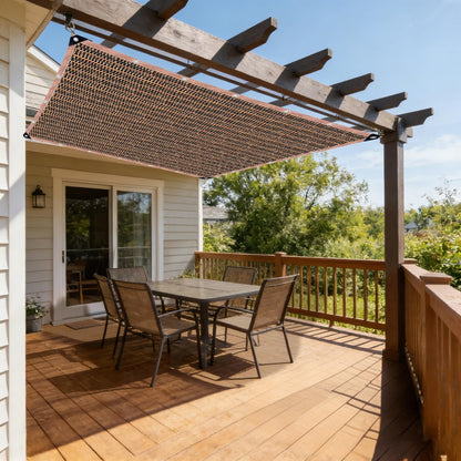 LCYFBE 90% Sun Shade Cloth with Grommets, 6.5 x 10 FT Pergola Replacement Shade Cover Canopy Privacy Screen for Outdoor Patio Garden, Mocha