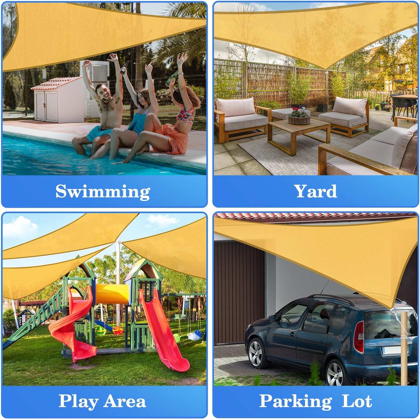 HappyTrends Sun Shades Outdoor Patio,Heavy Duty Shade Sail UV Protection Beach Canopy,Tear and Rust Resistant Wind Sail for Yard Deck Lawn Garden Triangle Sunshade(1 6' X 1 6' X 1 6',Sand)