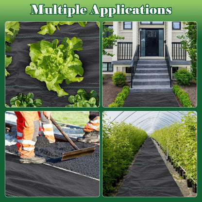 FEED GARDEN 4FT x 100FT Landscape Fabric Weed Barrier Fabric, Heavy Duty 3.2oz Ground Cover Geotextile Fabric for Gardening, with 30 U-Shaped Stakes (2 Pack 4x50FT)