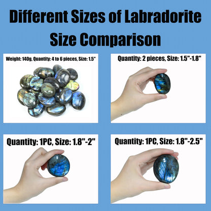 1PC Labradorite Crystals, Large Size Gemstone Labradorite Palm Stone, Irregular Shaped Labradorite Healing Stones, Natural Hand Carved Worry Stone Crystals for Meditation