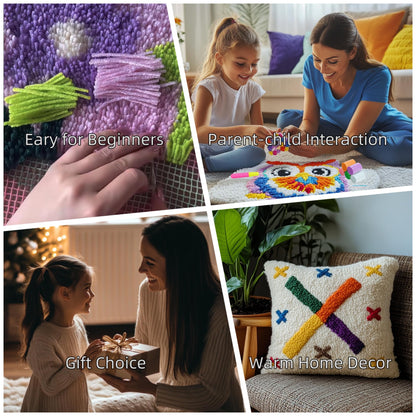 Graffiti Abstract African Woman DIY Latch Hook Pillow Kits for Adults Printed Pillowcase Crochet Yarns Hooking Handmade Pillow Cover Cushion for Home Sofa Decoration 17x17inch(1)