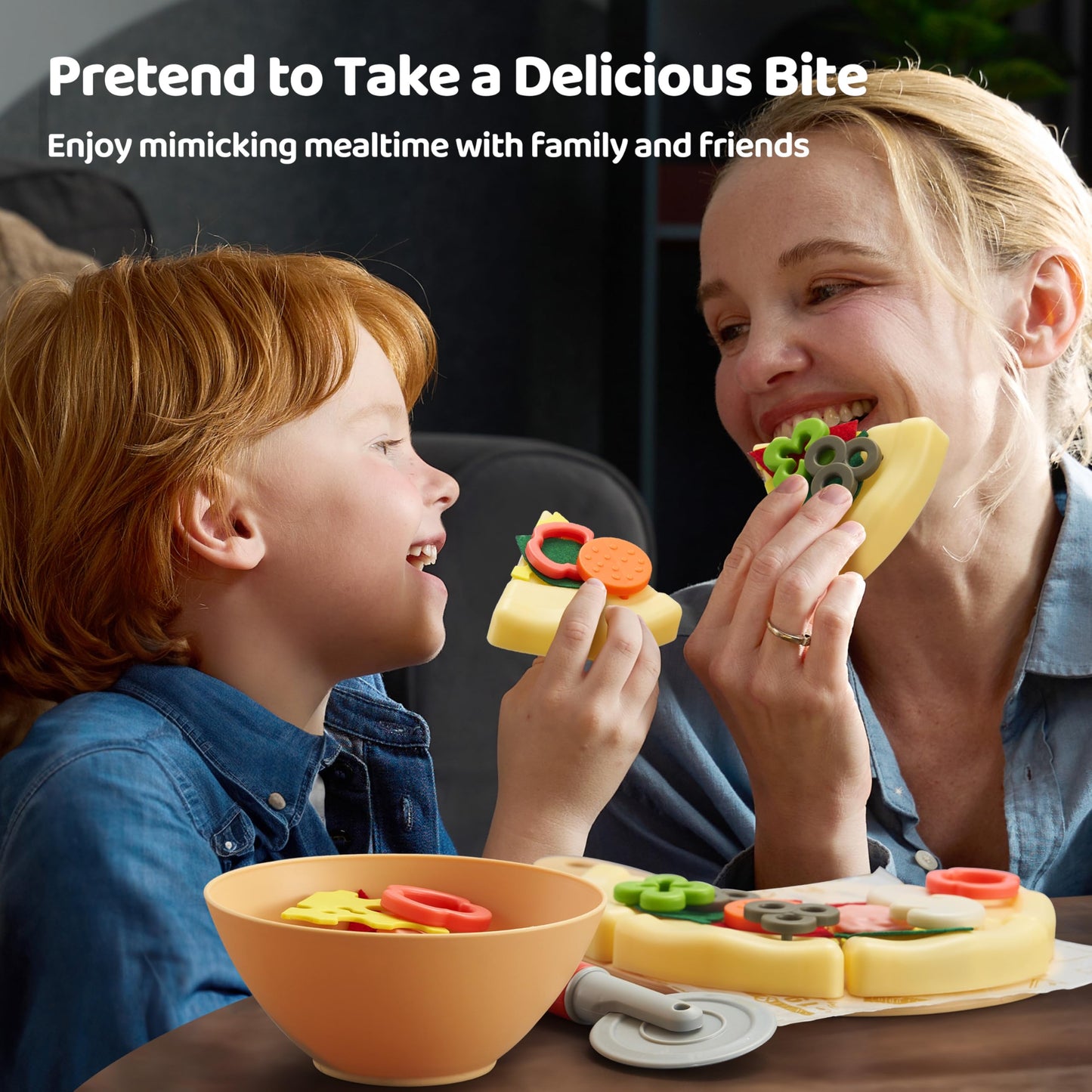 lalalark Play Food Toddler Toy - Pizza Toy with 18 Toppings - Pretend Cutting Food for Kids - Craft 'n Crust - Interactive Check Out - Play Money - Cooking Kitchen Accessories for Boys and Girls
