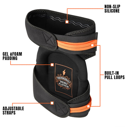 Thunderbolt Knee Pads for Men Construction Knee Pads for Work for Men and Women with Double Gel for Gardening Flooring Roofing Heavy Duty with Extra Thick Foam and Strong Adjustable Non-Slip Straps