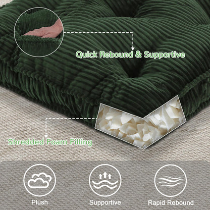 PRIMEPATIO Floor Pillow, 24x24 Tufted Floor Cushion for Adults, Square Large Meditation Cushion Pillow, Green Corduroy Sitting with Handle, Yoga Seating for Tatami, 1Pack