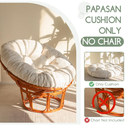 HIGOGOGO Papasan Chair Cushion with Corduroy Cover (Without Chair), 48 x 48 Inch Supportive Cushion, Overstuffed Chair Cushion,Beige