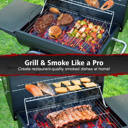 SUNLIFER Barrel Barbecue Charcoal Grill: Premium Spacious Outdoor BBQ Grill with Side Table - Ideal for Patio Cooking Backyard Grilling Camping Picnics Tailgating Parties