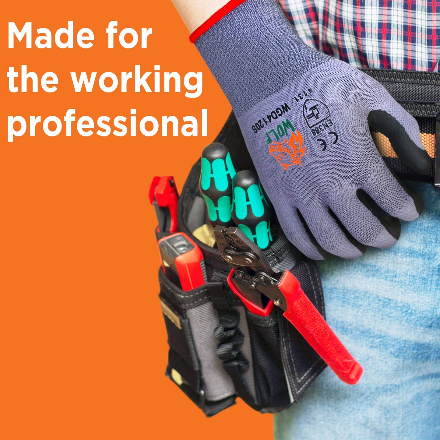 WOLF Ultra-Thin Nitrile Foam Palm Coated Glove with Tacky Dot Grip, Multi Purpose (12, Small)
