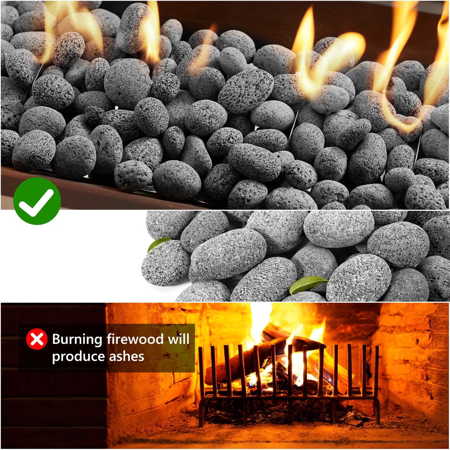 Premium 2-3 Inch Black Lava Rock Pebbles, 10 Pounds Fire Rocks for Gas Fire Pits, Fireplaces, Landscaping, and Plant Cultivation, Natural Tumbled Stones for Indoor and Outdoor Use