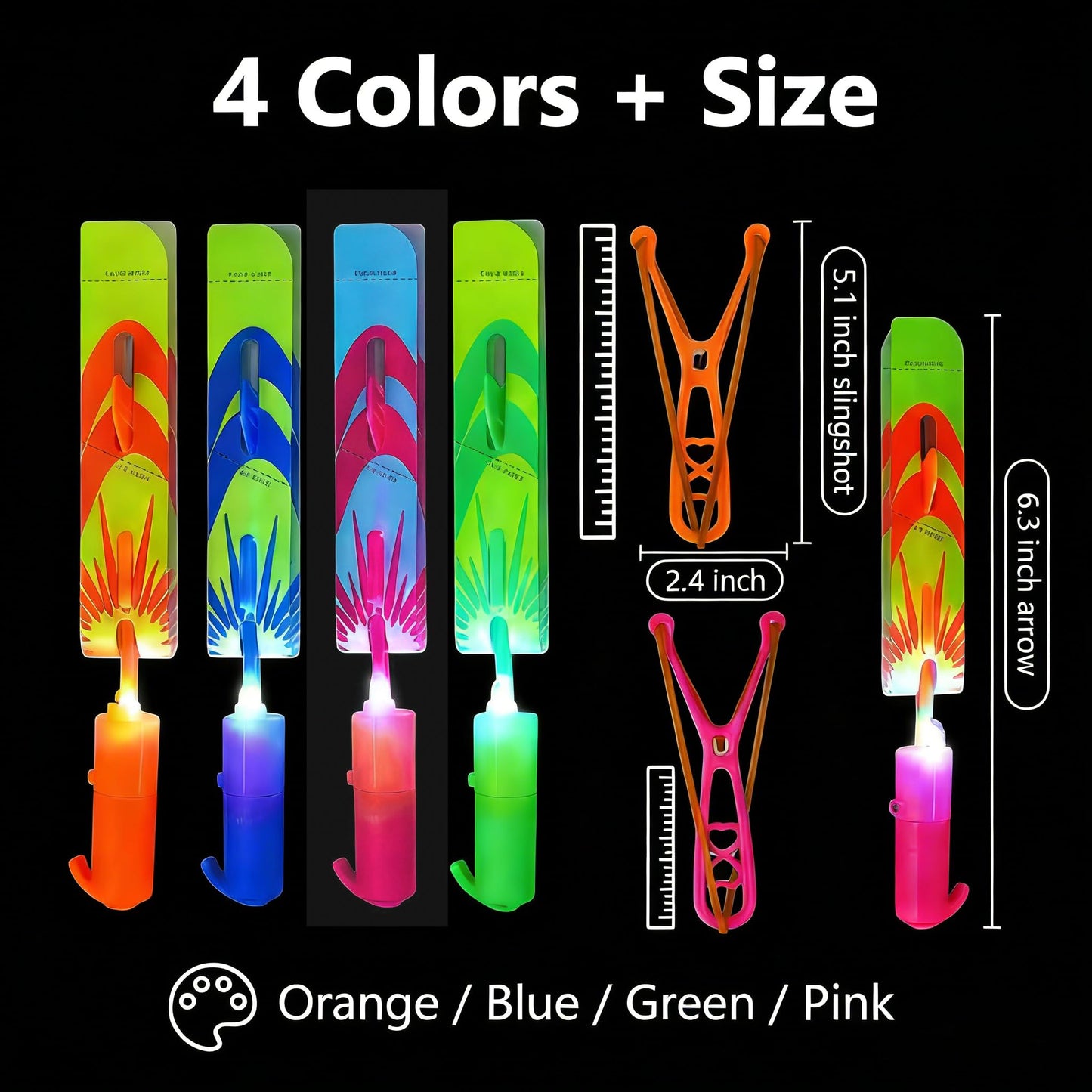 30 Packs Glow in the Dark Flying Toys Slingshots Rocket helicopter with Whistle for Kids,Glow Party Pavor Supplies for Kids Adults,Light up Toys for Camping Games Birthday Gifts Easter Basket Stuffer