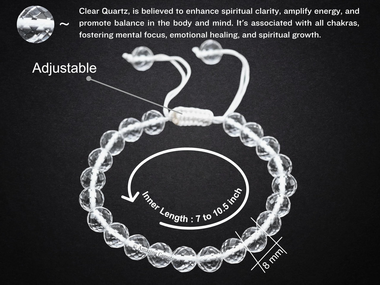 Amazing Gemstone Clear Quartz Bracelet for Women - Chakra Mens Bracelet Protection Crystals and Healing Stones - Blessing Bracelet Spiritual Meditation Gift Christmas Stocking