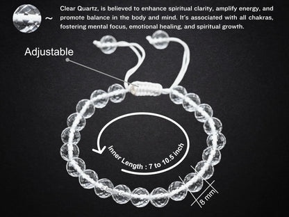 Amazing Gemstone Clear Quartz Bracelet for Women - Chakra Mens Bracelet Protection Crystals and Healing Stones - Blessing Bracelet Spiritual Meditation Gift Christmas Stocking