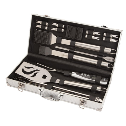 Cuisinart Deluxe Grill Tool Set, 20-Piece Grill Set, BBQ Accessories with Aluminum Case, Stainless Steel Grilling Accessories, BBQ tools, Grilling Gifts for Men, Father’s Day Gifts for Dad Husband