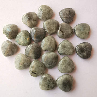 Loveliome 4 Pcs Natural Labradorite Love Heart Palm Stone Reiki Balancing Worry Stone(1 Inch)
