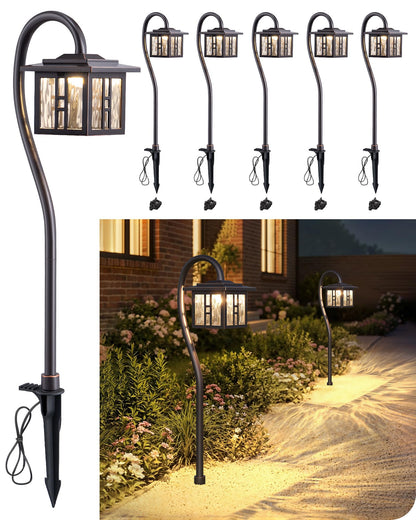 EDISHINE Low Voltage Landscape Lighting, 3W 185LM Oil-Rubbed Bronze Outdoor Landscape Path Lights, Low Voltage Pathway Lights for Garden Driveway, Die-Cast Aluminum, 50,000H, 6-Pack