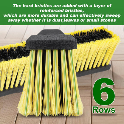 18 Inches Push Broom Outdoor- Heavy Duty Commercial Broom with 64.5" Long Handle and Stiff Bristles for Patio Garage Deck Concrete Wood Stone Tile Driveway Yard Warehouse Shop Floor Cleaning