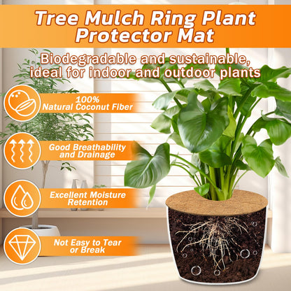 Legigo 4pcs Coconut Fiber Mulch Ring Tree Plant Protector Mat, 24 Inch Natural Coco Coir Tree Protection Ring Plant Pot Soil Cover, Tree Rings Disc Plant Cover for Indoor Outdoor Plants,Landscaping