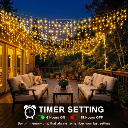 XmasBokeh Icicle Lights for Outside - 33FT 400 LED Icicle Christmas Lights Outdoor with 75 Drops, Plug in Connectable Curtain String Light for Indoor House Patio Roof Holiday Decor, Warm White