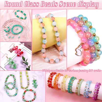 1711pcs 8mm Glass Beads for Jewelry Making - 48 Colors Glass Crystal Beads for Bracelets, Round Glass Beads Friendship Bracelet Making Kit Beads DIY Crafts for Adults