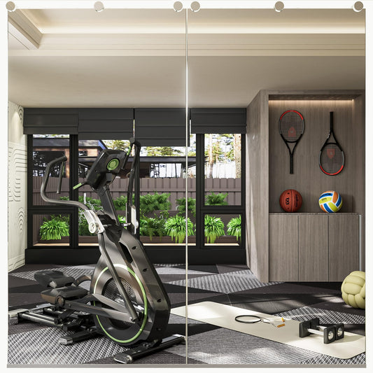 Keonjinn Home Gym Mirror, 48" x 24" x 2Pcs, Large Exercise Mirror, Frameless Full Body Mirrors, Tempered Glass, Wall Mounted for Gym, Yoga, Bedroom, Dance Studio