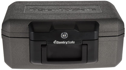 SentrySafe Fireproof Safe with Key Lock, Chest Lock Box for Home or Travel Secures Money, Documents, 0.18 Cubic Feet, 6.1 x 14.3 x 11.2 Inches, 1210