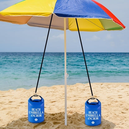 DECOHS 2 Pack Beach Umbrella Weight Sand Bags, 500D PVC Heavy Duty Summer Canopy Tent Sandbags, 10L/25LB Fillable Sun Umbrella Sand Anchor Bags for Outdoor Wind Resistant