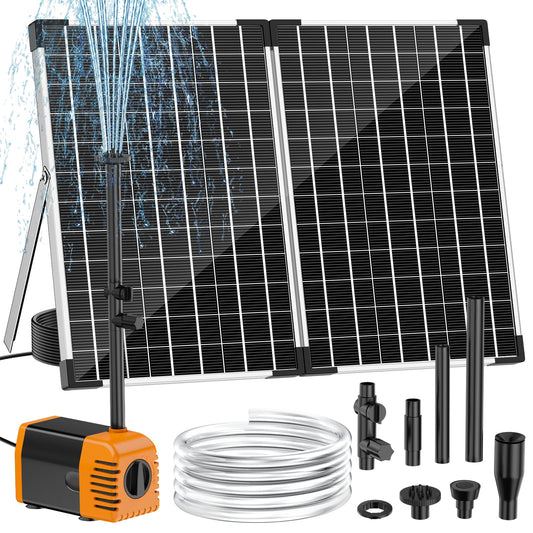 NFESOLAR 35W Solar Fountain Outdoor Pump, 280GPH Solar Pond Pump with Foldable Solar Panel, Adjustable Flow Solar Water Pump with PVC Tubing for Ponds, Garden, Waterfall, Hydroponics, Pool Used