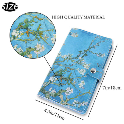 lizimandu Business Card Holder Book, Business Card Book Case PU Leather Organization Binder Name ID Card Holder for Men & Women, Up to 96 Cards Capacity(1-Peach Blossom)
