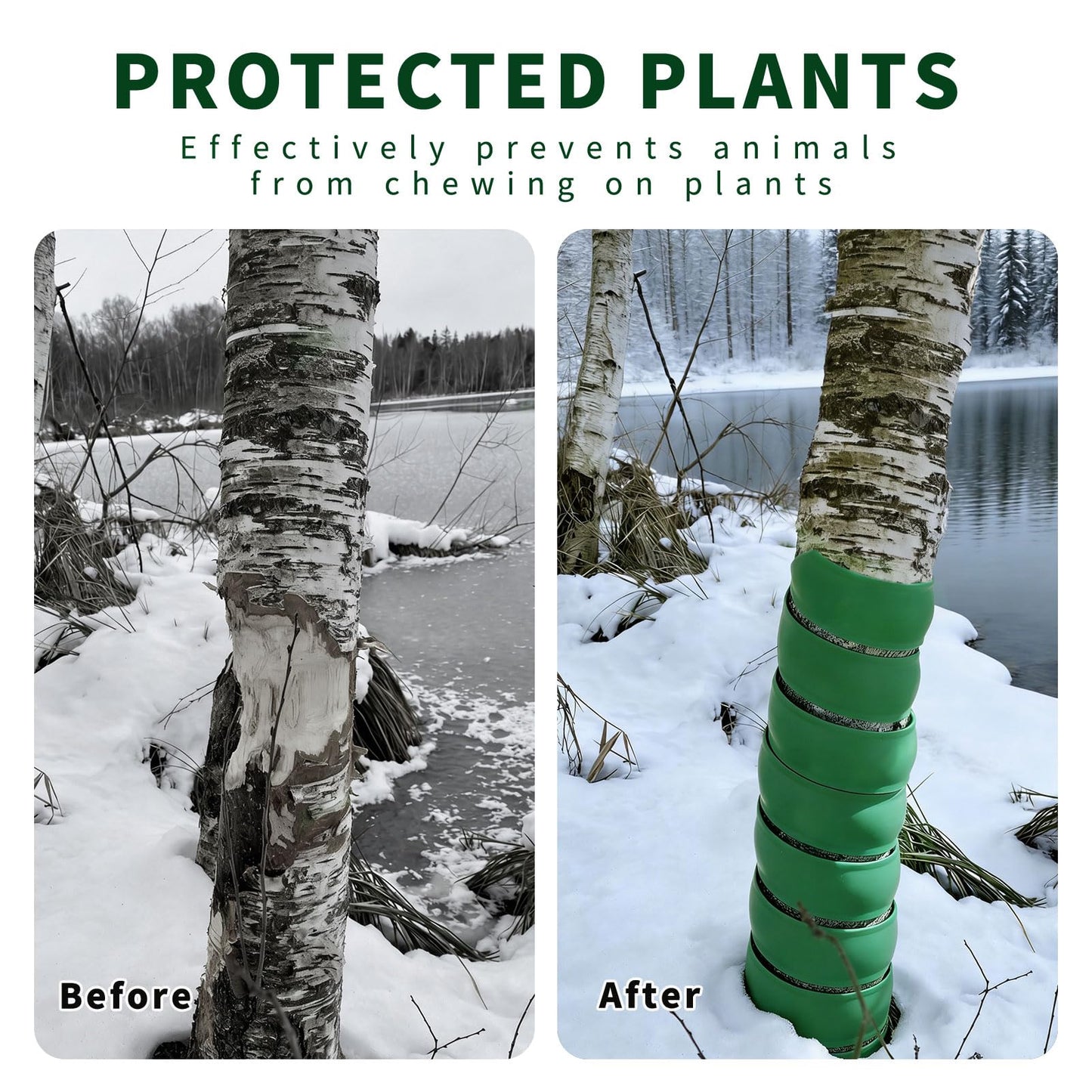 Spiral Tree Guards, 4 Pack, 2 Sizes (4x40cm & 5x40cm), Flexible Tree Protector Wrap for Young Saplings, Trunk Protection from Animals, Weather, and Lawnmower Damage
