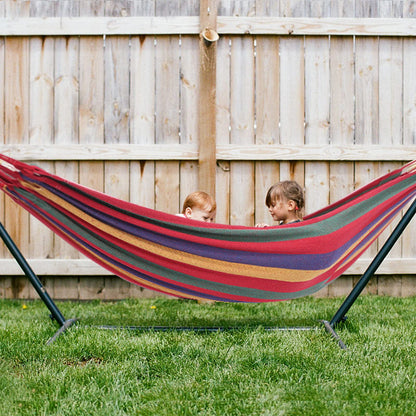 Goutime Children's Hammock with Stand, 220 lb Capacity, with Portable Carrying Bag, Kids Hammocks for Indoor, Outdoor, Patio, Deck, Yard, Beach (Red Stripe, Child Size)