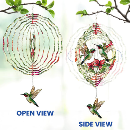FLAGWIX Hummingbird Gifts for Women - 3D Stainless Steel Metal Wind Spinners 12in - Hummingbird Wind Spinner Yard Decorations Outdoor Indoor Hanging Garden Decor, Mothers Day Birthday Gift For Grandma
