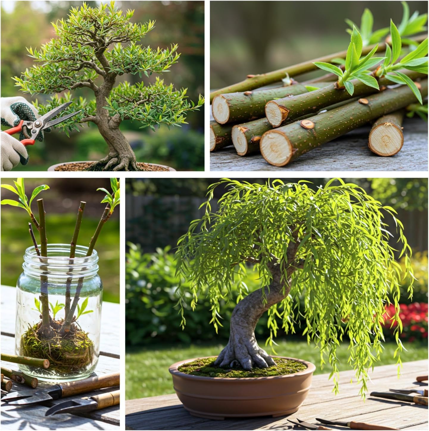 Weeping Willow Bonsai Tree Cutting to Grow – Live Indoor Plant for Home & Office Décor | Hand-Trained Miniature Tree with Elegant Cascading Branches | Easy Care Gift for Plant Lovers - Bonsai Material