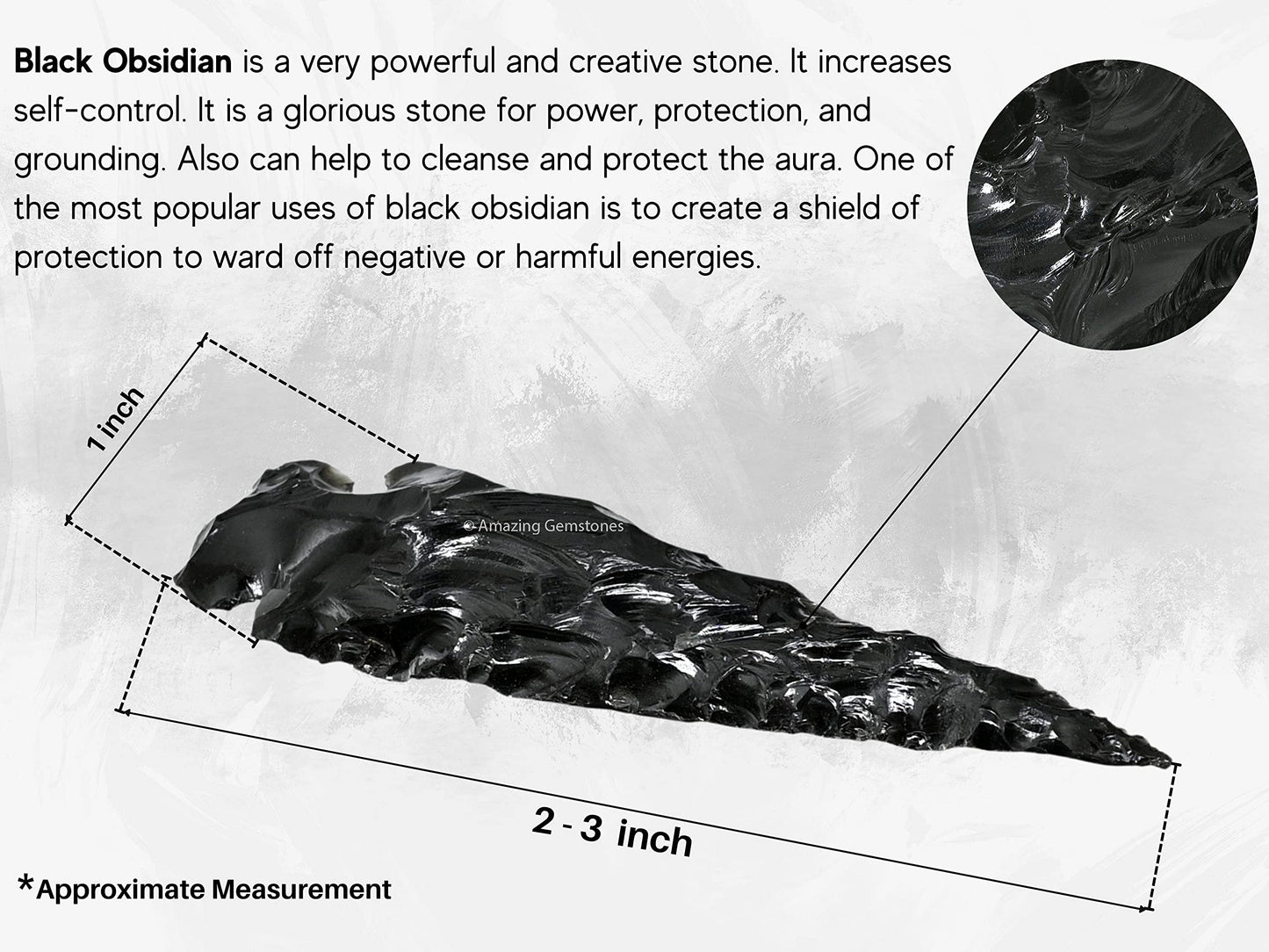 Amazing Gemstone 3 Pieces Black Obsidian Arrowhead, Crystal and Healing Stone Flint Rock Arrow Head - 2 to 3 Arrowheads for DIY Project Craft Point Jewelry Making