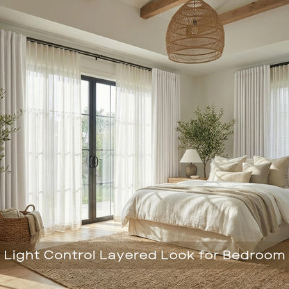 Undyed Natural Linen Cotton Blend Gauze Curtains, Soft Lightweight Light Filtering Semi-Sheer Panels for Living Room Bedroom, 84 Inch Length, 2 Panel Set