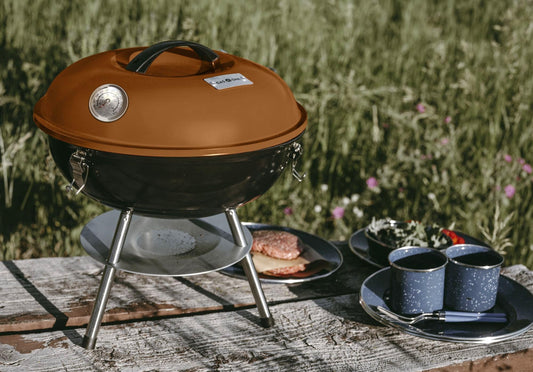 GasOne – 14-inch Portable Barbecue Grill with Thermometer - 3-Point Locking Lid for Heat Preservation – Dual Venting System – Small Charcoal Grill for Backyard, Camping, Boat