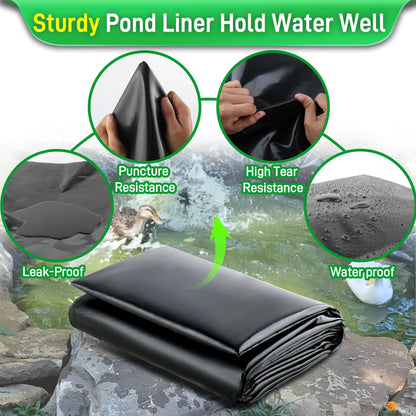 Sinimaka Pond Liner 16 x 20 Ft, HDPE Durable Pond Liners for Outdoor Ponds, Pond Liners for Fish, Koi, Water Garden, Waterfall, Fountain