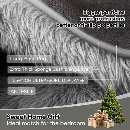 Mtandyx 8x10 Area Rugs Living Room, Gray Plush Fluffy Bedroom Rugs, Non-Slip Upgraded Indoor Thick Soft Rug, Modern Plush Carpet Suitable for Kids Home Decor Aesthetics Dorm.
