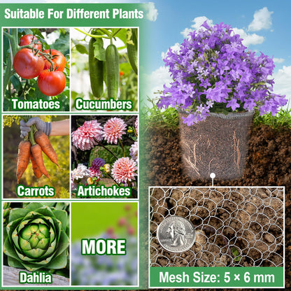 Aulock 5 Gallon Plant Root Protector for Gopher Voles Moles, 8 Pack Stainless Steel Guard Baskets Cages