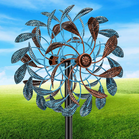 360° Wind Spinners Outdoor, Wind Sculptures Windmill with Metal Stake, 63.2" Kinetic Large Metal Yard Art Decor Spinners Pinwheels for Garden Outside Patio Lawn