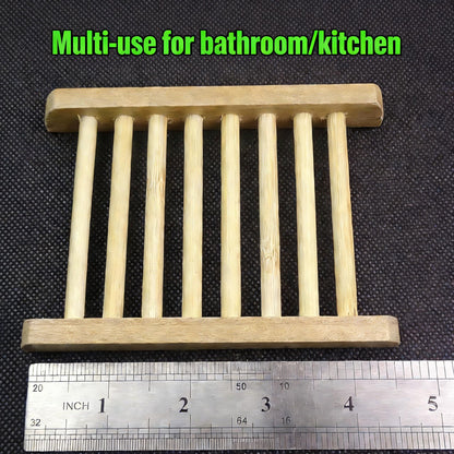 2-Pack Bamboo Soap Tray Set - Self-Draining Wooden Soap Holder for Bathroom, Shower & Kitchen