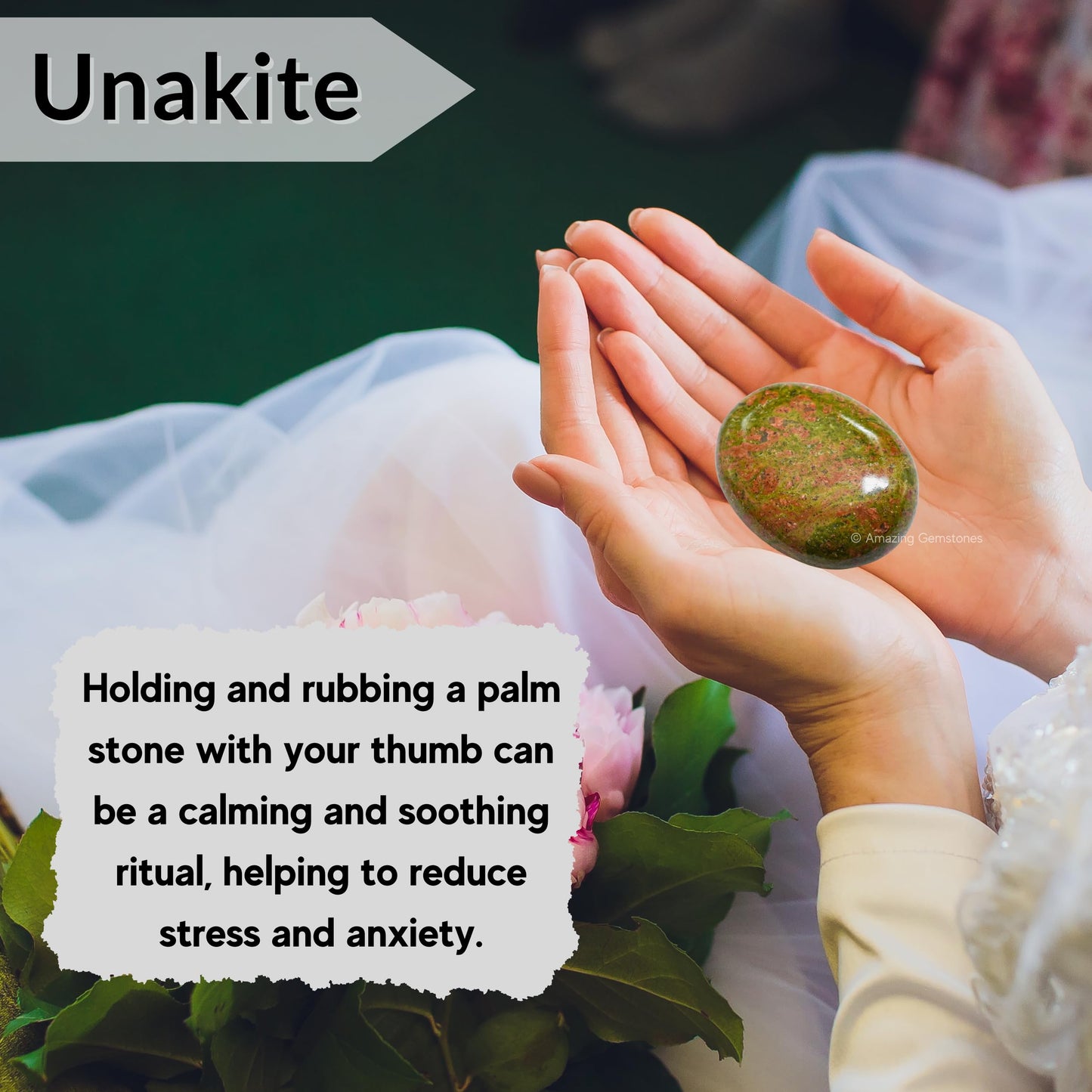 Amazing Gemstone Unakite Crystals and Healing Stones - Large Palm Stone Crystals Piedra - Crystal for Good Luck, Balanced Positive Energy, Meditation - Unique Stocking Stuffers Gifts for Women, Men