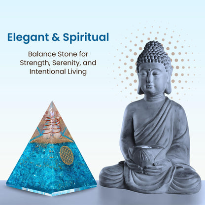 Orgone Aquamarine Pyramid – Handcrafted Healing Crystal for Positivity, Courage, Meditation, Yoga, Reiki & Chakra Balancing
