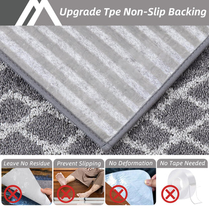 COSY HOMEER Soft Stair Treads 15pcs Non-Slip Carpet Mat 28inX9in Indoor Stair Runners for Wooden Steps,Stair Rugs for Kids and Dogs, 100% Polyester TPE Backing Grey,Rhombus