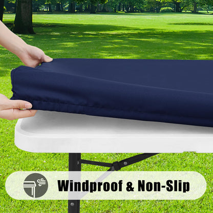 Smiry 4 Pack Rectangle Picnic Table Cloth, Waterproof Elastic Fitted Tablecloths, Washable Polyester Rectangular Patio Table Cover for Camping, Indoor and Outdoor (Navy, 30"x72")