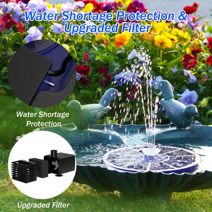 AISITIN 3.5W Solar Fountain Pump with LED Colorful Lights & 3000mAh Battery, Solar Bird Bath Fountain with 10 Nozzles, Solar Water Pump for Garden, Pond and Outdoor (Purple)