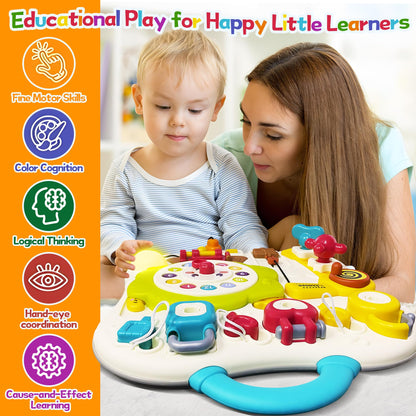ROHSCE Soft Building Blocks for Toddlers, Montessori Baby Busy Board Sensory Toys STEM Toddler Gifts Busy Board for Babies 6-12 Months Fine Motor Skills Toys