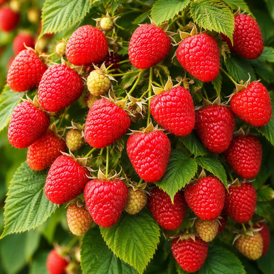Joan J Raspberry Plants – Thornless Red Raspberry with Large Sweet Berries – Everbearing Fruit Plants for Home Gardens (10 Plants)