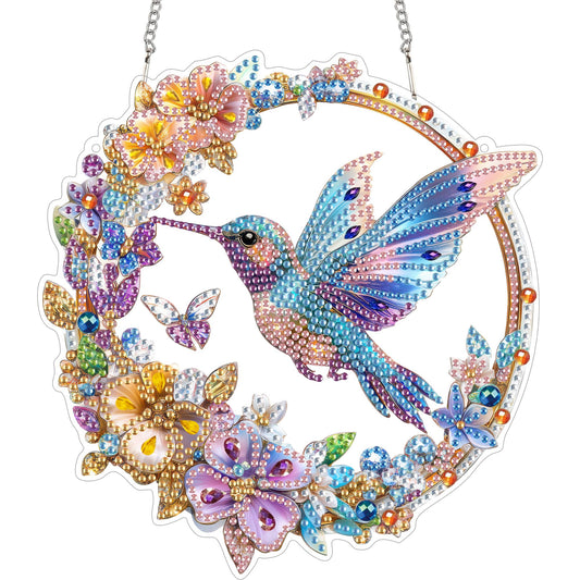 SKRYUIE Bird Hanging Diamond Art Kits for Adults Pendant Suncatcher, Special Shaped Crystal DIY Pearl Diamond Painting Kit, Gift for Mother Spring Summer Window Wreath Decor 7.6 x 7.3 Inch