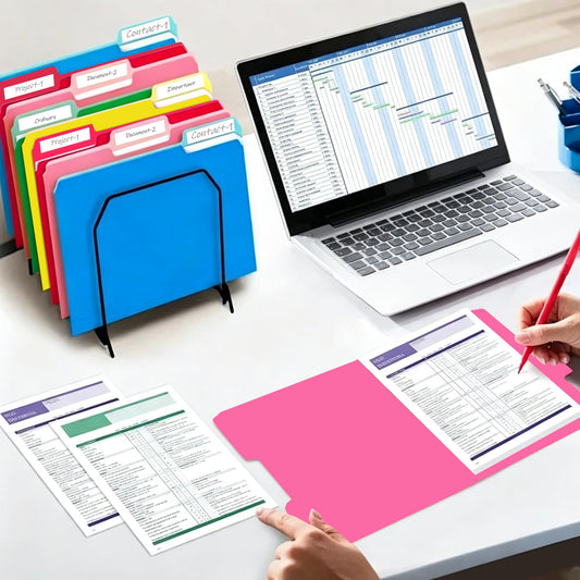 Colored File Folders,100 Packs Blue File Folders,Two Tone Color File Folder 8.5 x 11 Inch,1/3 Cut Tabs Letter Size,Manila File Folders for Office,School and Home,Organization