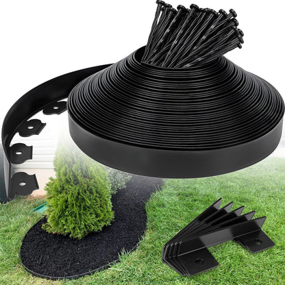 Landscape Edging 2 Inch 100FT, Garden Edging for Landscaping with 150 Pcs Anchoring Spikes & 5 Connectors, Flexible Garden Border Edging for Landscaping, Yard Lawn, Flower Beds